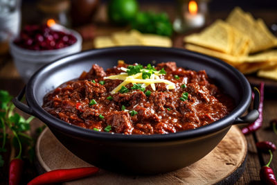 Close-up of food in bowl on table