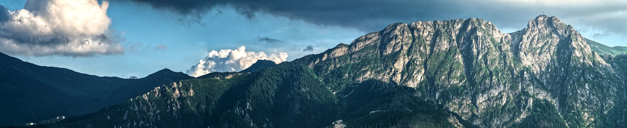 Panoramic view of snowcapped mountains against sky