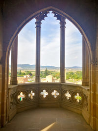 Built structure seen through window