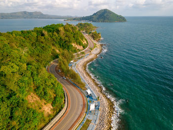 High angle view of sea against sky