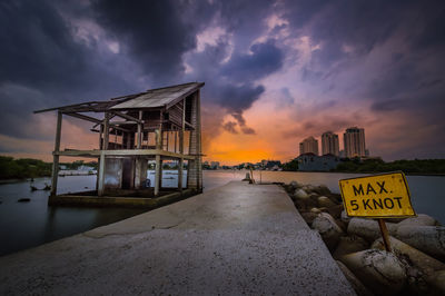 An abandoned structure on the shore