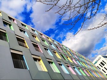 Low angle view of modern building against sky