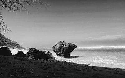 View of calm sea against clear sky