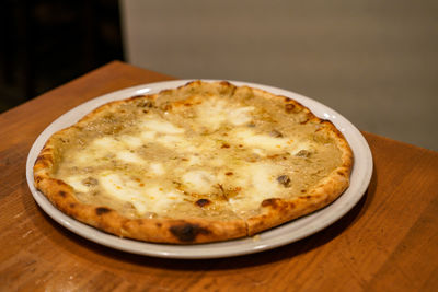 Close-up of pizza on table