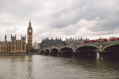 View of city against cloudy sky