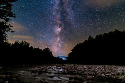 Scenic view of sea against sky at night