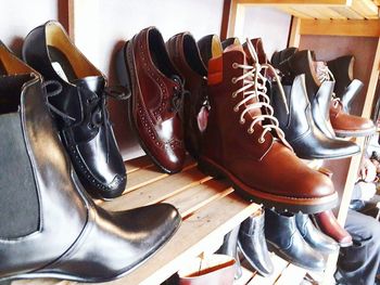 High angle view of shoes
