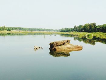 Scenic view of lake against sky