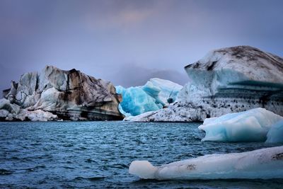 Scenic view of frozen sea against sky