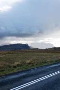 Road by landscape against sky