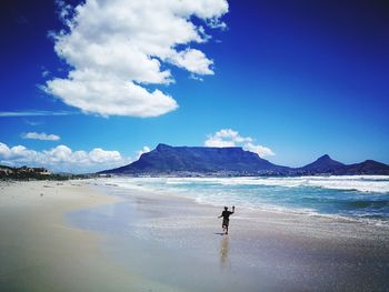 Cape town beach view of table mountain 