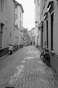 Narrow alley along buildings