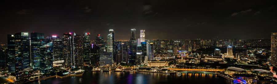 Panoramic view of city at night