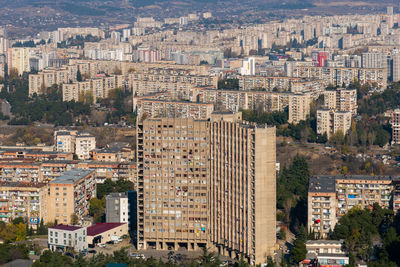 High angle view of buildings in city