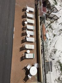 High angle view of buildings in city