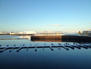 Calm blue sea against sky