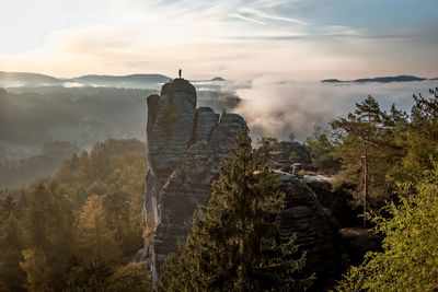 Panoramic view of temple and building against sky