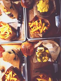 High angle view of food on table