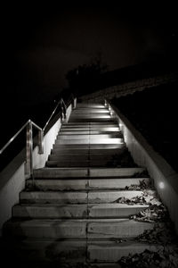 Low angle view of staircase at night