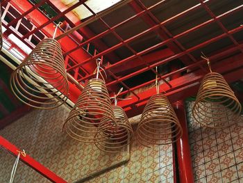 Low angle view of spiral staircase in temple