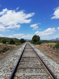 Railroad track against sky