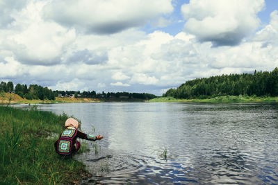 Scenic view of lake against sky