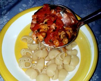 Close-up of served food in plate