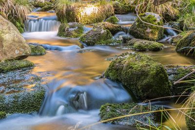 Water flowing through rocks