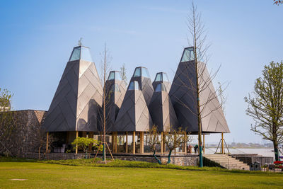 Low angle view of building against clear sky