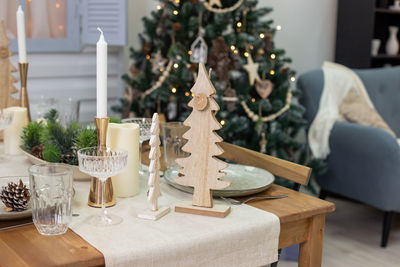 Christmas table, setting in an ecological, natural style