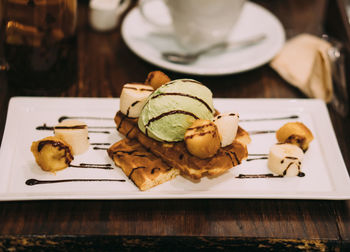 High angle view of food on table