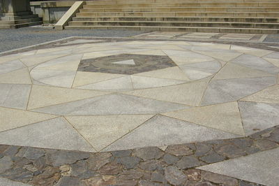 High angle view of tiled floor