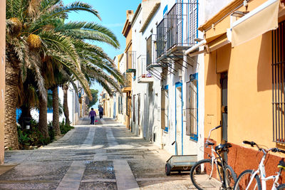 Rear view of woman walking on street