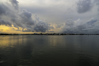 Scenic view of sea against sky at sunset