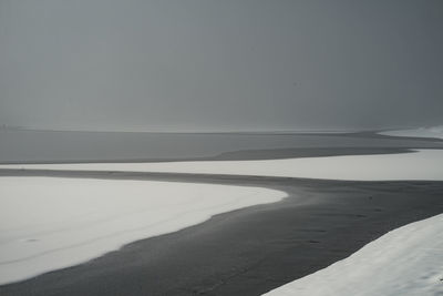 Scenic view of land against sky during winter