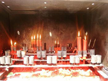 Lit candles