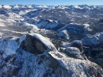 High angle view of snowcapped mountains