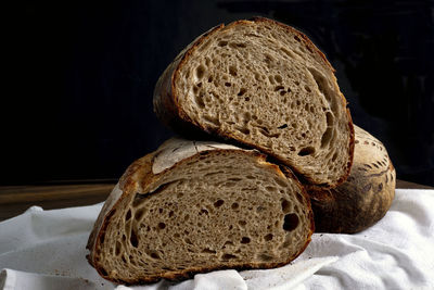 Close-up of bread on cutting board