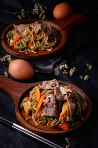 High angle view of food in bowl