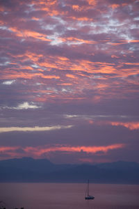 Scenic view of sea against orange sky