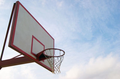 Low angle view of basketball hoop against sky