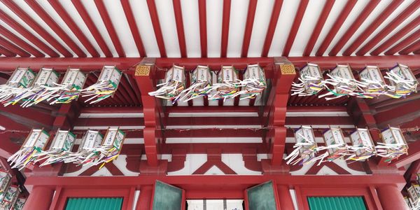 Low angle view of decorations hanging on ceiling