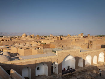 Exterior of historic building against clear sky