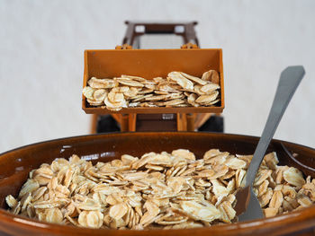 Close-up of breakfast on table