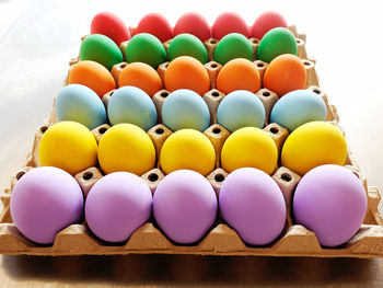 Close-up of multi colored balls on table