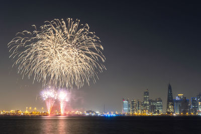 Fireworks in the doha corniche, doha, qatar.