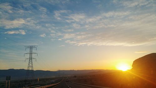 Road against sky during sunset