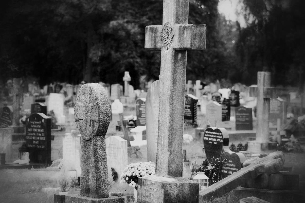 TOMBSTONES IN THE CEMETERY