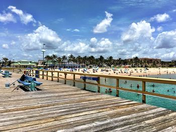 Tourists on pier