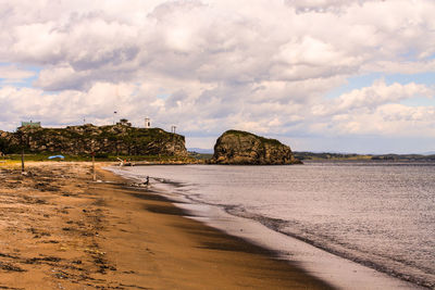 Scenic view of beach against sky